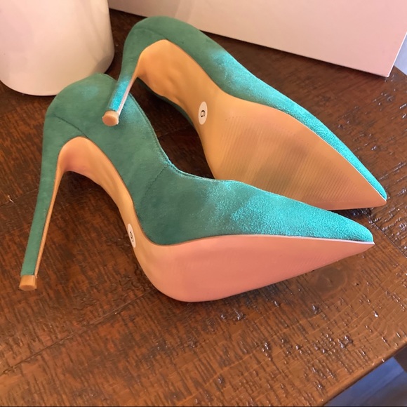 New Eldof Green Suede High Heels Size 6 - Picture 6 of 10